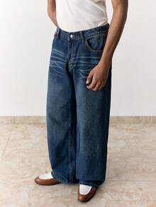 SWAVVY Men's Casual Washed Straight Leg Jeans - Dark Wash - View 7