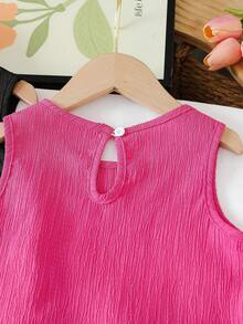 Elladie kids 女童夏季休闲编织吊带装饰背心和短裤套装 - 彩色 - 查看 5