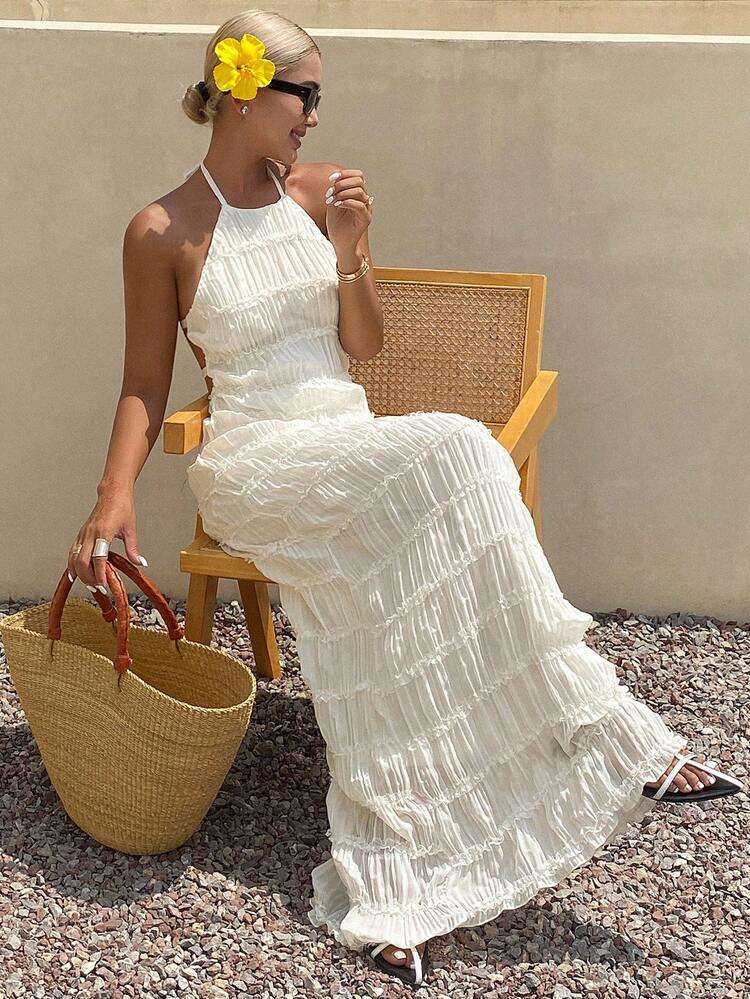 Vacation Style Lace-Up Dress For Women Summer