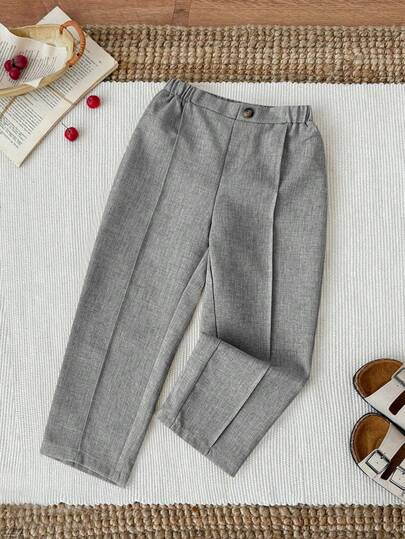 SHEIN Young Boy Toddler Comfortable Casual Fashionable Apricot Color Pants, Young Boy School Pants, Bottoms, Back To School