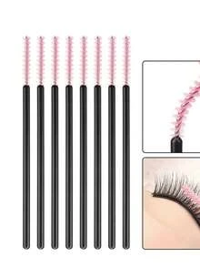 50支迷你睫毛膏刷，一次性固体螺旋睫毛膏卷翘器，细头刷，直头睫毛膏梳，女士化妆用眉刷 - 彩色 - 查看 4