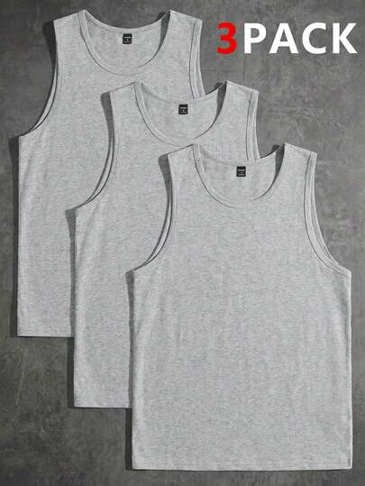 HIMLAND 3 pezzi/confezione Gilet smanicato casual da uomo in maglia tinta unita, adatto per uso quotidiano