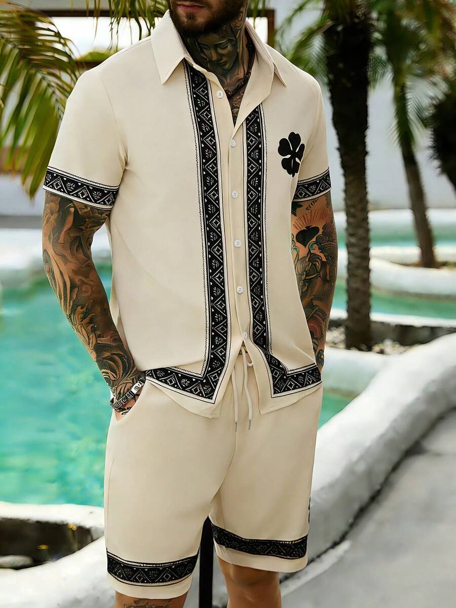 Manfinity RSRT Bộ áo sơ mi nam đồng bộ - Màu be - Xem 1