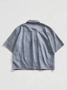 ROMWE MEN Street Life Men's New Chinese Style Turndown Collar Polo Shirt - Blue - View 3