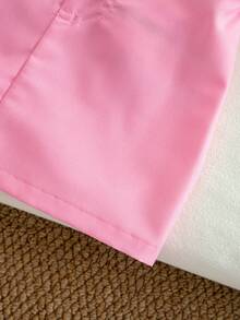 SHEIN Cute Summer Pink Striped Baby Girl Set,Knitted Butterfly Top & Suspender Skirt,Casual Baby Overalls For Vacation Outings - Hot Pink - View 7