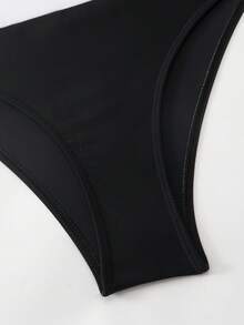 Áo tắm liền thân màu đen mới của Swim Lushoire, có gọng nâng ngực, dây buộc phía trước, viền bèo nhún, giúp thon gọn và tôn dáng, kiểu dáng thanh lịch, trưởng thành, gợi cảm, phù hợp cho bãi biển, kỳ nghỉ và tiệc tùng. - màu đen - Xem 10