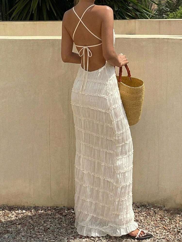 Vacation Style Lace-Up Dress For Women Summer