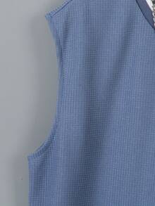 两件套男童休闲时尚运动日常宽松插肩短袖T恤和松紧腰宽松短裤套装，字母印花，柔软亲肤面料，适合日常穿着、户外运动、徒步旅行、返校季等场合。 - 藍色 - 查看 5