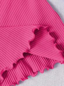 SHEIN Vestido de punto casual básico con cuello redondo y parche de mariposa para niña preadolescente, para primavera/verano - Rosa Fucsia - Ver 6