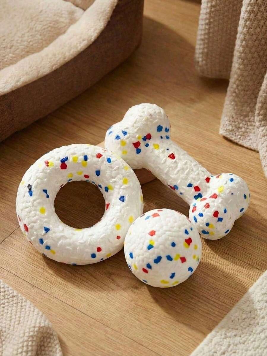 PETSIN 1 Quả bóng đồ chơi cho thú cưng - Đủ chắc chắn để chịu được lực cắn mà không làm vỡ hạt bỏng ngô. Chó có thể gặm xương và thưởng thức bánh rán. Đồ chơi cho thú cưng. - trắng - Xem 1