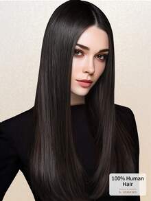 4PCS With 8 Clips Straight Clip In Hair Extensions 100% Real Human Hair Color 1B# Natural Black 12-18 Inch Double Weft Invisible Clip Hair Extensions Remy Natural Human Hair For Women Girl Daily Full Head Use - S1B - View 3