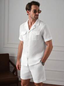 Core Aspect Set di camicia a maniche corte e pantaloncini di colore unito da uomo - Bianco - Visualizzare 6