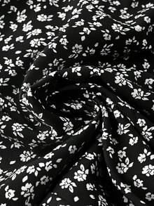 Enliva Falda de playa de vacaciones con detalles de cordón y estampado floral diminuto, para vacaciones de verano, para mujeres de talla grande y silueta redondeada - Negro - Ver 4
