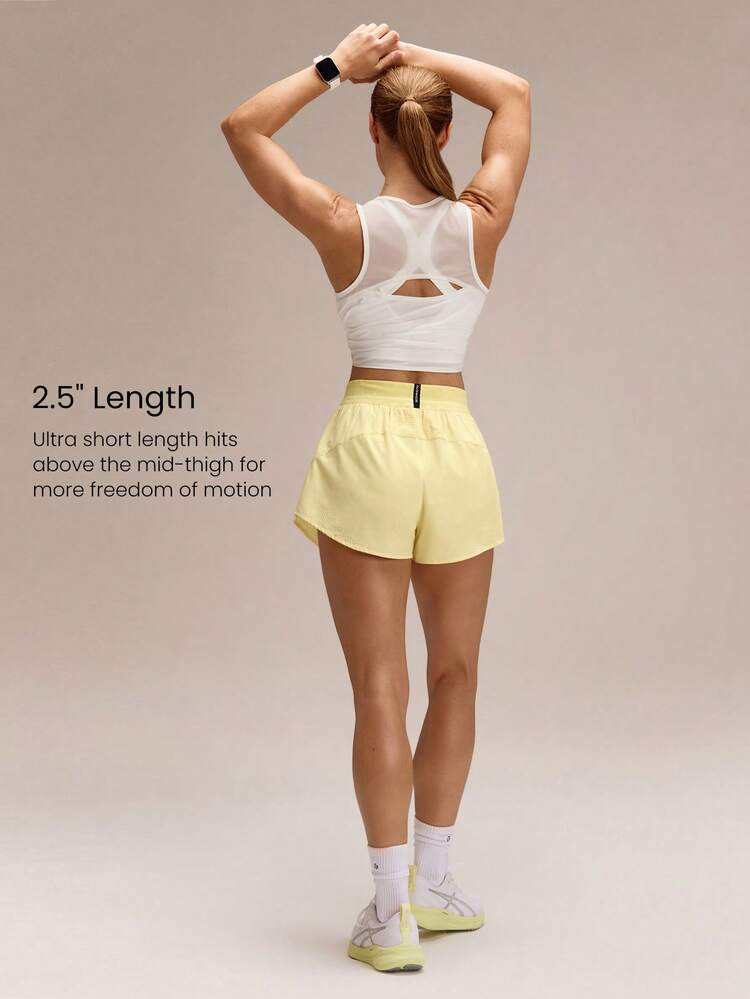 2.5'' VitalSwift Sunny Sprint Lightweight Quick-Dry Odor Control Side-Split Hem Mid Waist T-Shirt Hanging Storage Shorts Running Jogging Training Workout Gym Wear