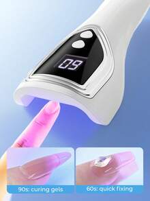 Teckwe Rechargeable Mini UV LED Nail Lamp With Dual Timer 60S/90S, Portable Cordless Gel Polish Dryer, Long-Lasting Battery, Fast Curing, Compact Design For Home & Salon Use, Manicure Tools - White - View 2