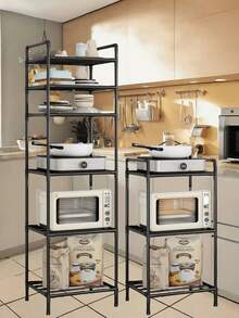 1-Piece Space-Saving Tall Metal Shelf, Kitchen Shelf, Wardrobe Storage, Storage Box, Bathroom Shelf, Shower Rack, Floor-Standing Multi-Layer Bathroom Storage Shelf, Bookshelf, Storage Rack, Movable, Easy To Assemble, Suitable For Bathroom, Kitchen, Office, Study, Living Room, Holiday Gift. - Multicolor - View 2