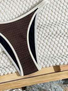 Bộ bikini hai mảnh vải jacquard dành cho nữ, thích hợp cho mùa xuân/hè. - màu nâu - Xem 5