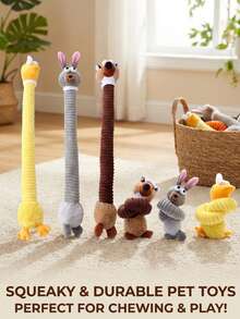 PETSIN 长颈卡通兔鸭造型狗狗玩具，内置BB弹吠叫声，可与狗狗互动玩耍 - 彩色 - 查看 6