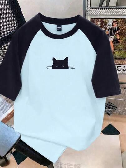 Manfinity Joysei Men's Color Block Raglan Sleeve T-Shirt In Light And Dark Blue