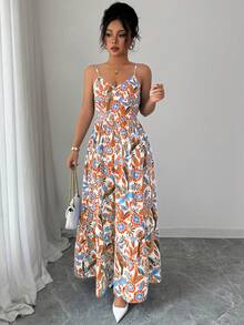 Vestido de verano elegante y estilizado con estampado y cuello halter para vacaciones de la mujer - Multicolor 2 - Ver 5