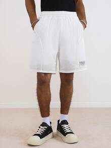 Manfinity Hypemode Men's Casual Vacation Style Double Layer Sports Shorts - White - View 3