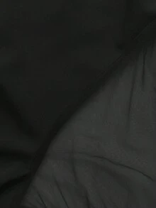 Maweii 女士优雅拼接网纱短袖修身纯色喇叭下摆休闲度假连衣裙，简约设计，精致风格，春、夏、秋季必备大码长裙 - 黑色 - 查看 7