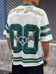 EVRINFINITE 男士字母印花V领短袖休闲T恤 - 彩色 - 查看 6