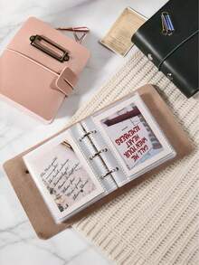 Madebyblanc European Retro Leather Mini Photo Album, Couple Commemorative Book Collection, 1-Grid 3-Inch Travel Card Book, Compact And Exquisite Leather Surface, Palm Size, Convenient To Carry Around, Card Slot Size Suitable, Easy To Extract, Using A Binder Design, Adjustable Inner Pages At Any Time, Three-Layer Thickening, PP Material High-Definition Transparent, Not Easy To Break, Can DIY Text Bar Insertion, Exquisite Essential, Travel Essential. - multicolor - View 4