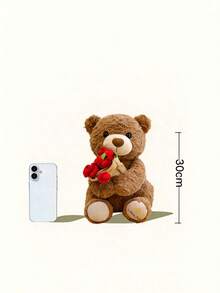 POKOJA LAND 11英寸泰迪熊玩偶，配有玫瑰花，棕色和米色可选。柔软的毛绒玩具，适合送给她/女朋友、爱人、妈妈、孩子，也可作为家居装饰品。情人节礼物佳选。适合春夏季节。 - 彩色 - 查看 3