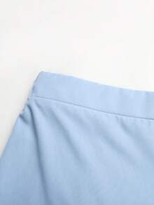 Nova Glow 青少年女童梭织翻领无袖衬衫和配套长裤两件套休闲套装 - 藍色 - 查看 8