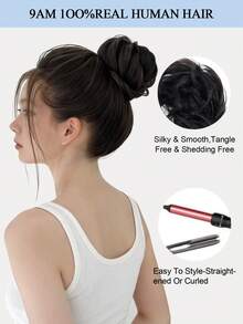 Tóc giả búi rối kẹp càng cua, tóc giả búi xoăn gợn sóng, tóc giả buộc búi scrunchie cho nữ, màu nâu trung bình có highlight, tóc giả búi kẹp càng cua, tóc giả búi rối, tóc giả buộc búi scrunchie cho nữ, màu nâu trung bình có highlight, tóc giả búi kẹp - Nhiều màu - Xem 11