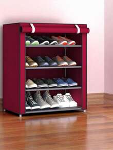 1 Gray Or Burgundy Dustproof Shoe Cabinet, Multi-Layer Simple Shoe Rack In School Dormitory, Easy-To-Assemble, Space-Saving Household Storage Rack, Stable Shoe Storage Rack, Suitable For Bedroom Home Storage, Multi-Functional Simple Shoelace Dust Cover Rack, Indoor Shoe Rack Cabinet - Multicolor - View 12
