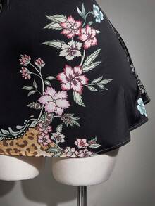 SHEIN ICON 女士夏季中国风假日度假派对科切拉音乐会俱乐部时尚豹纹印花迷你连衣裙，夏季 - 彩色 - 查看 4