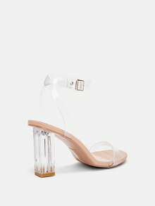 Glitzique Giày cao gót quai đơn trong suốt dành cho nữ, Giày sandal mùa hè mới dành cho nữ, Giày sandal gót dày đính pha lê, Giày cao gót ngoài trời cỡ lớn thời trang và gợi cảm dành cho phụ nữ tại tiệc chiêu đãi và Giày cao gót khiêu vũ. - Màu be - Xem 10