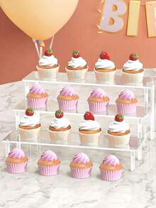 1个，3/2/1层，亚克力材质，多层蛋糕架，透明展示架，甜点展示架，梯形展示架，婚礼派对，小吃架 - 無色 - 查看 1