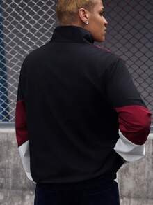 EVRINFINITE Men Rave Color Block Jacket Without Tee, Going Out Long Sleeve Color Block Lightweight Outdoor Windbreaker, For Friends, Husband, Boyfriend Gifts, Fall - Multicolor - View 2