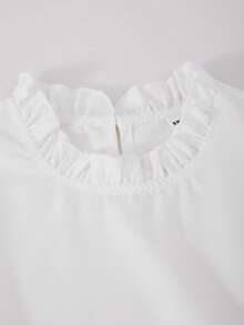 SHEIN Bộ đồ 2 món dành cho bé gái tuổi teen, váy dệt không tay cổ bèo nhún xếp ly với họa tiết bướm và hoa nhiều màu sắc, kết hợp với áo khoác cardigan ngắn màu trơn, thích hợp cho các dịp thường nhật, du lịch, dự tiệc vào mùa xuân/hè. - Nhiều màu - Xem 5