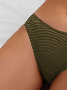 Swim Lushoire Quần bikini xếp ly hình chữ V gợi cảm dành cho nữ - xanh quân đội - Xem 5