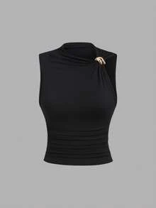 Sweetra Damblus med rynka, åtsittande passform, lämplig för sommaren - Multifärgad - Visa 3