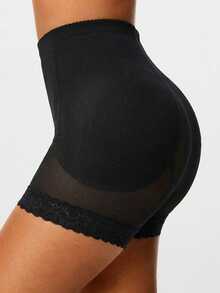 DAZY Contrast Lace Sheer Mesh Shapewear Shorts,Back To School Clothes - Black - View 3