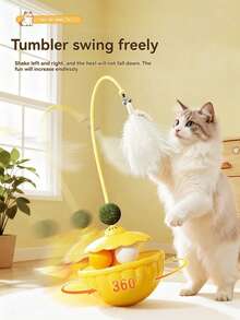 Interactive Cat Wand Toy With Feathers, Random Colors & Styles, Natural Feather Teaser Wand For Indoor Cats, Kitten Exercise Chase Play, Mental Stimulation Pet Supplies, Fun Hunting Training Activity Toy For Feline - Multicolor - View 6