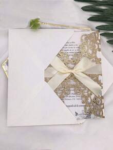 4/16/20 Pcs Laser Cut Wedding Invitations With Envelopes Elegant Glitter Pearl Paper Bow Knot Design Card Set For Anniversary Party Supplies Wedding Decorations Anniversary Celebration Bridal Shower Engagement Party Invite - multicolor - View 6