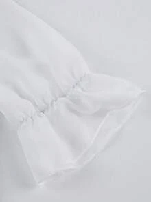 Franclia 女款黑白優雅夏季辦公室緞面洋裝，珍珠法式領雪紡短袖修身貼身正式套裝，適合婚禮派對 - 黑與白 - 查看 5