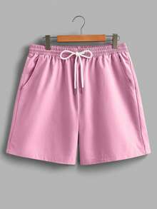 Sorvial Men's Standard Size White Short Sleeve T-Shirt And Pink Woven Shorts Set - Multicolor - View 4