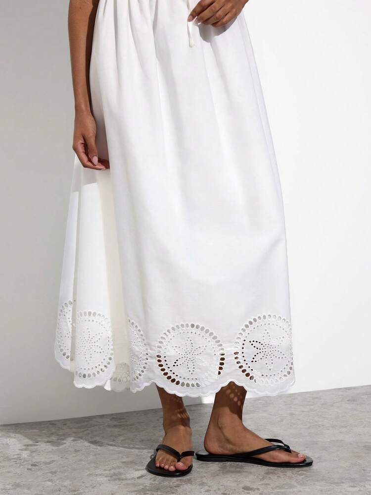 SHEIN Maija Women's Casual Solid Color Tie-Up Long Dress, Summer,Summer Dresses For Women