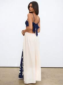 Aloruh Vestido bohemio de vacaciones sin mangas con tirantes finos y calado - Azul Marino - Ver 5