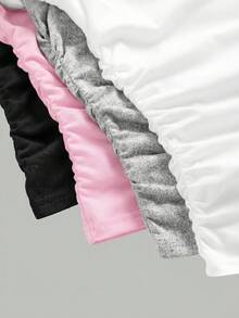 SHEIN Girlism 4-Pack Teen Girls' Casual Solid Color Square Neck Short Sleeve T-Shirts, Black And White, Summer, Graduation, Back-To-School, Comfortable Slim Fit Tee Tops - Multicolor - View 5