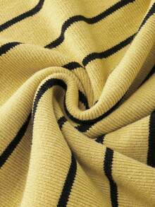 Franclia 女士条纹吊带优雅束腰针织连衣裙，适合派对和旅行穿着。 - 鵝黃色 - 查看 4