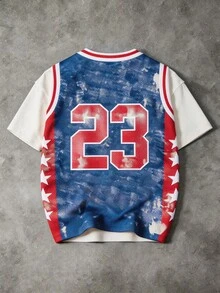 Aesthetic Post 男士撞色圆领字母印花休闲短袖T恤 - 彩色 - 查看 2