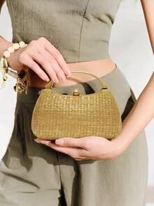 SHECARRY 女士手提包，精美假日编织包 - 杏色 - 查看 7